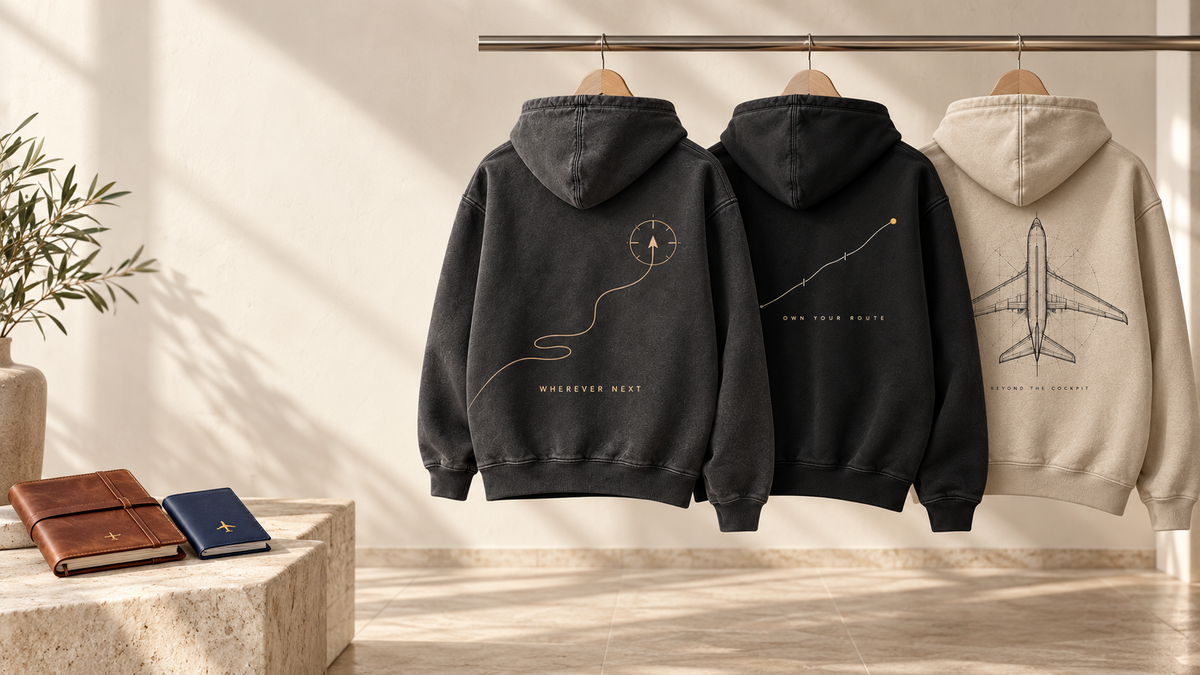 AltimeterGear hoodie collection concept in a warm stone studio